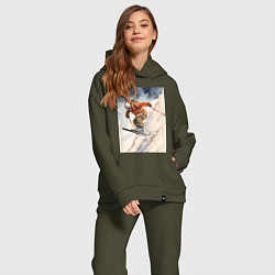 Женский костюм оверсайз Горные лыжи спортсмен, цвет: хаки — фото 2