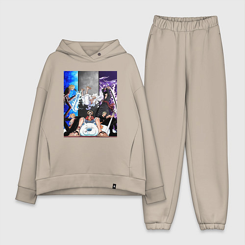 Женский костюм оверсайз Ван Пис Луффи Монки / Миндальный – фото 1