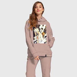 Женский костюм оверсайз Ван-Пис Луффи джойбой, цвет: пыльно-розовый — фото 2