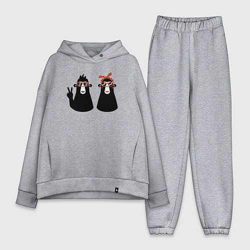 Женский костюм оверсайз Крутые обезьянки / Меланж – фото 1