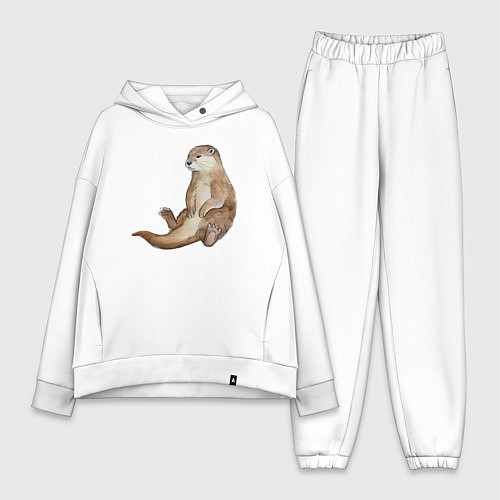 Женский костюм оверсайз Выдра сидит / Белый – фото 1