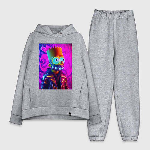 Женский костюм оверсайз Барт Симпсон в респираторе - неоновое свечение / Меланж – фото 1