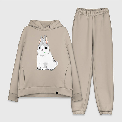 Женский костюм оверсайз Кролик жует траву / Миндальный – фото 1