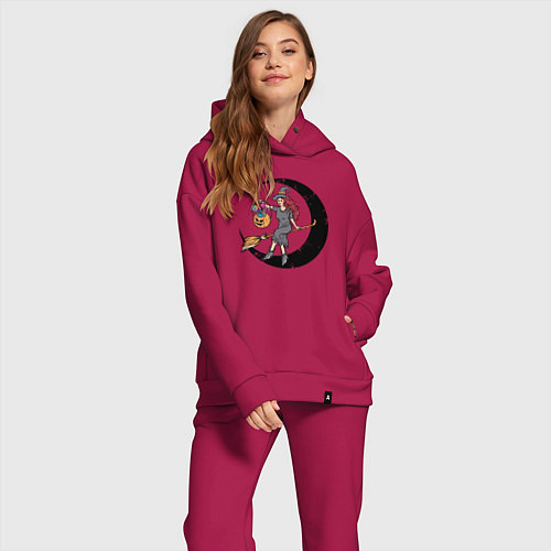 Женский костюм оверсайз Ведьмочка с тыквой / Маджента – фото 2