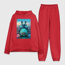 Женский костюм оверсайз Cyber Totoro - neon glow fantasy, цвет: красный