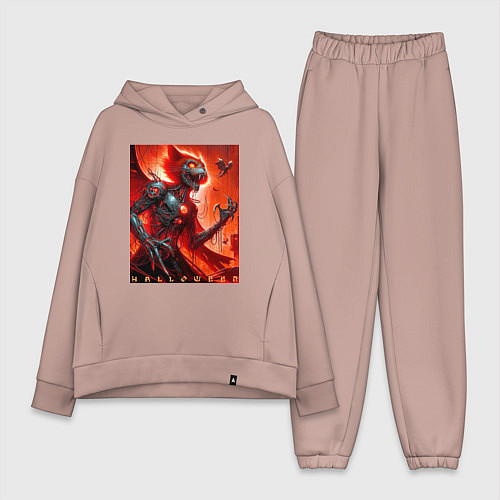 Женский костюм оверсайз Кибер кошка ведьма - хэллоуин / Пыльно-розовый – фото 1