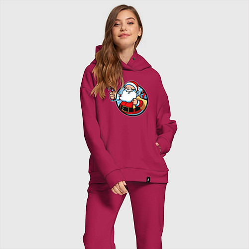 Женский костюм оверсайз Санта идёт / Маджента – фото 2