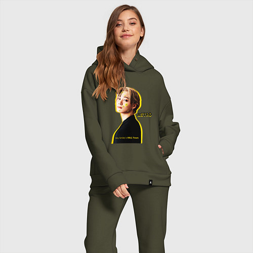 Женский костюм оверсайз Улыбка astro / Хаки – фото 2