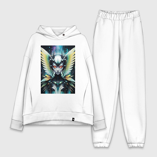 Женский костюм оверсайз Киберпанк девушка робот стрекоза / Белый – фото 1