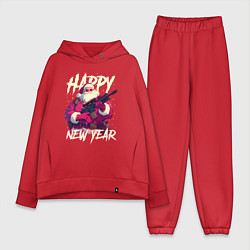 Женский костюм оверсайз Happy New Year Santa Claus with weapon, цвет: красный
