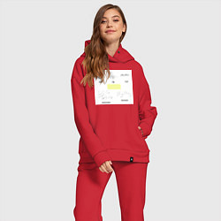 Женский костюм оверсайз Big bang подписи участников, цвет: красный — фото 2