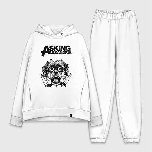 Женский костюм оверсайз Asking Alexandria - rock dog / Белый – фото 1