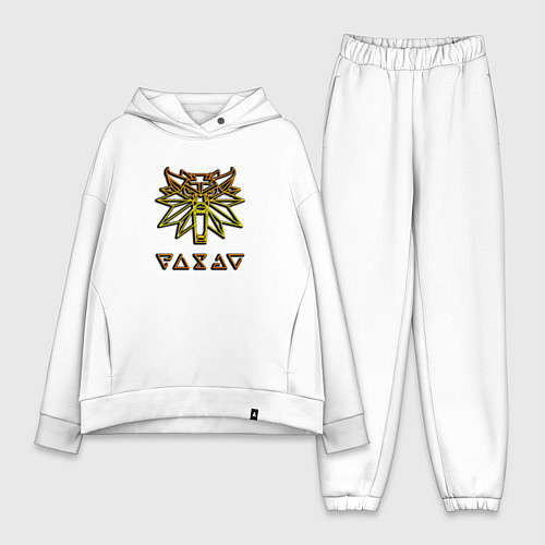 Женский костюм оверсайз Ведьмак лого градиент / Белый – фото 1