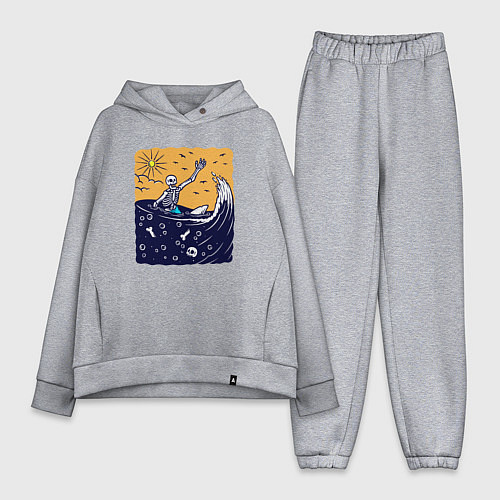 Женский костюм оверсайз Скелетик в море / Меланж – фото 1