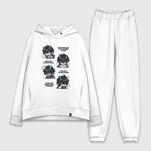 Женский костюм оверсайз Дань Хэн фразы / Белый – фото 1