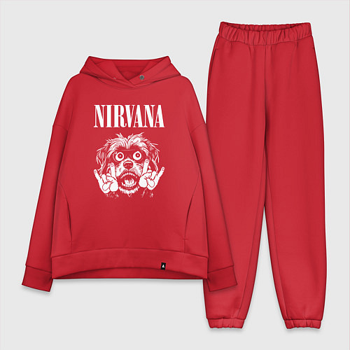 Женский костюм оверсайз Nirvana rock dog / Красный – фото 1