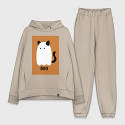 Женский костюм оверсайз Котик-призрак на хэллоуин, цвет: миндальный