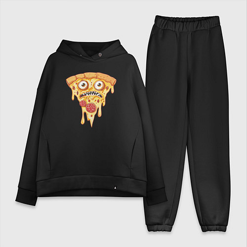 Женский костюм оверсайз Pizza face / Черный – фото 1