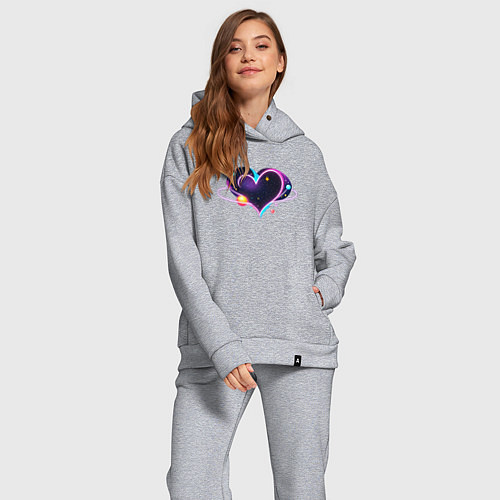 Женский костюм оверсайз Космическая любовь сердце / Меланж – фото 2