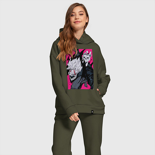 Женский костюм оверсайз Дандадан Кэн Такакура / Хаки – фото 2