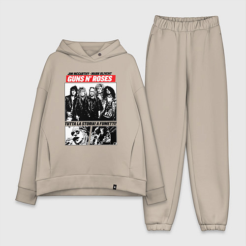Женский костюм оверсайз Guns N Roses rock band / Миндальный – фото 1