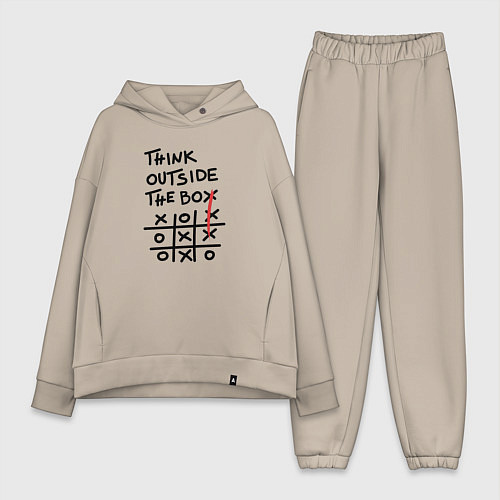 Женский костюм оверсайз Думай нестандартно / Миндальный – фото 1