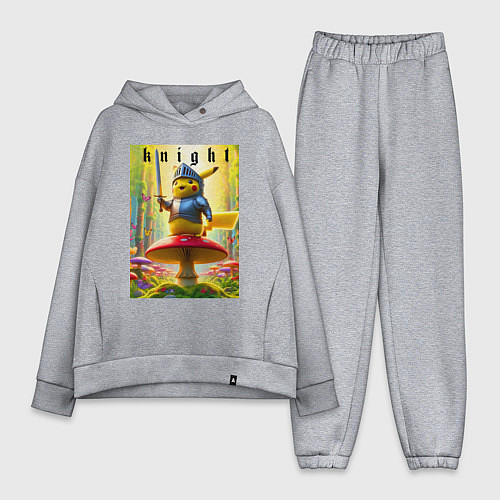 Женский костюм оверсайз Пикачу - рыцарь на мухоморе / Меланж – фото 1