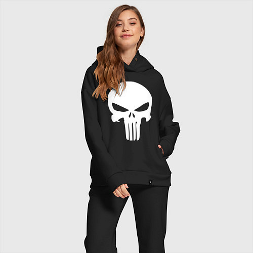 Женский костюм оверсайз Punisher logo / Черный – фото 2