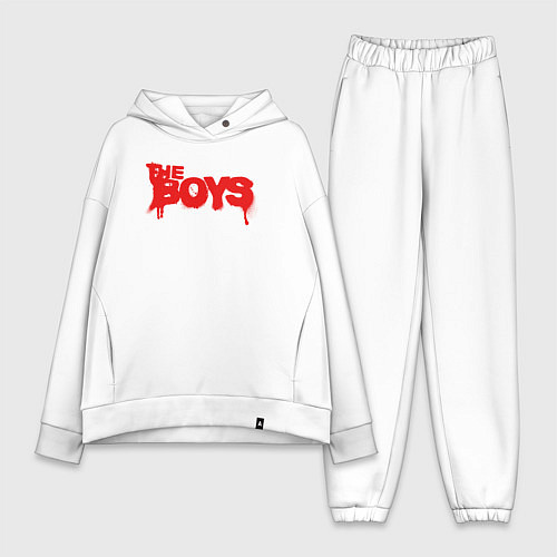 Женский костюм оверсайз Пацаны граффити лого / Белый – фото 1