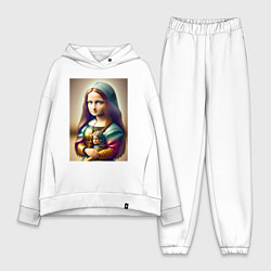 Женский костюм оверсайз Маленькая Мона Лиза в детстве с куклой - нейроарт, цвет: белый