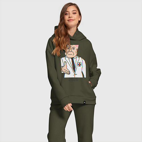 Женский костюм оверсайз Дурка новый год / Хаки – фото 2