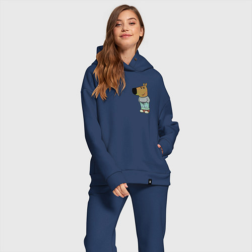 Женский костюм оверсайз Чилловый парень / Тёмно-синий – фото 2