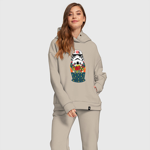 Женский костюм оверсайз Имперская матрёшка / Миндальный – фото 2