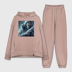 Женский костюм оверсайз Cyber death - ai art fantasy, цвет: пыльно-розовый