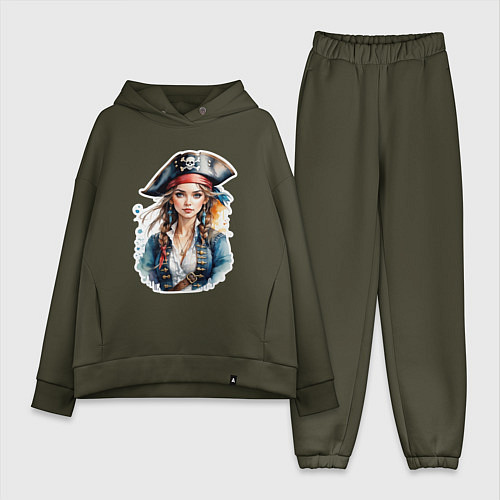 Женский костюм оверсайз Девушка пиратка / Хаки – фото 1