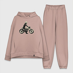 Женский костюм оверсайз Скелет мотоциклист, цвет: пыльно-розовый