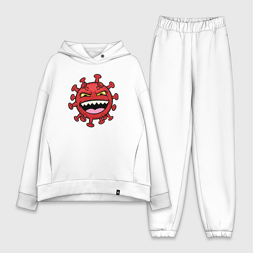 Женский костюм оверсайз Смеющийся вирус / Белый – фото 1