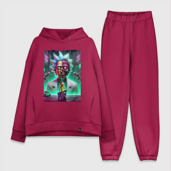 Женский костюм оверсайз Rick and Morty - neon skull, цвет: маджента