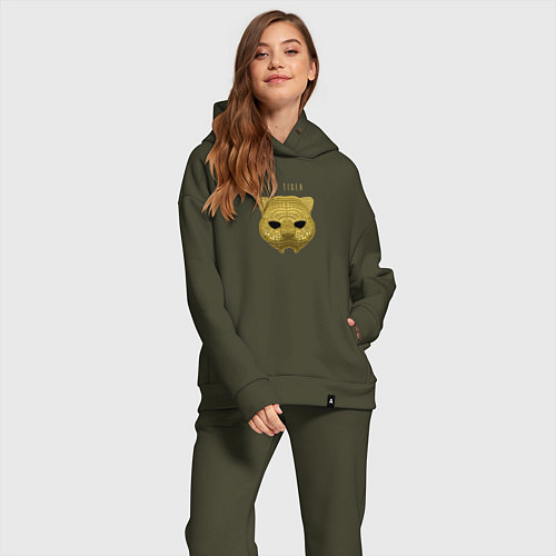 Женский костюм оверсайз Золотая маска тигра из игры в кальмара / Хаки – фото 2