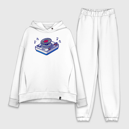 Женский костюм оверсайз Музыкальный виниловый проигрыватель / Белый – фото 1