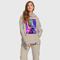Женский костюм оверсайз Cyber Bart - neon glow, цвет: миндальный — фото 2