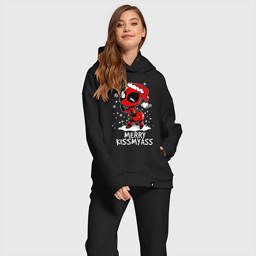 Женский костюм оверсайз Deadpool - merry kiss my ass / Черный – фото 2