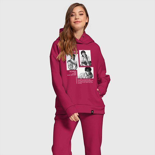 Женский костюм оверсайз Jungkook bts black-white / Маджента – фото 2