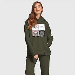 Женский костюм оверсайз Хочешь жить, цвет: хаки — фото 2