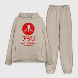 Женский костюм оверсайз Atari japan logo, цвет: миндальный