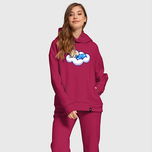 Женский костюм оверсайз Младенец на облаке / Маджента – фото 2