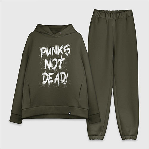 Женский костюм оверсайз Punk not dead / Хаки – фото 1