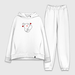 Женский костюм оверсайз Мультяшный кролик укусил для пары, цвет: белый