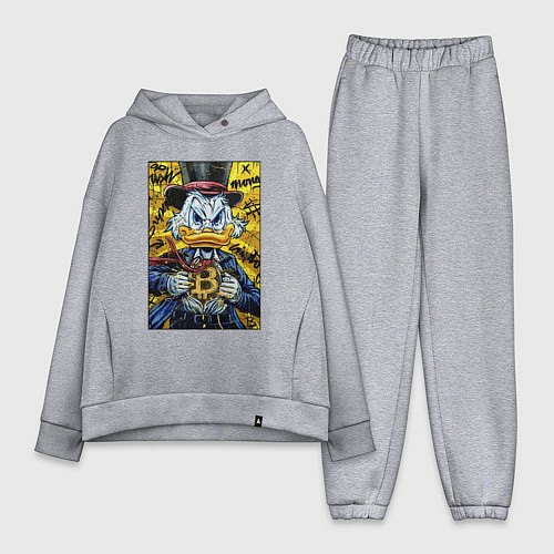 Женский костюм оверсайз Утиные истории - Скрудж биткоин / Меланж – фото 1