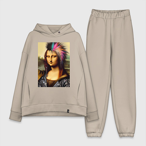 Женский костюм оверсайз Mona Lisa - punks not dead / Миндальный – фото 1